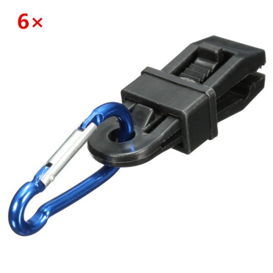 6pcs Tent Windproof Securing Clip Hook Buckle Alligator Clip