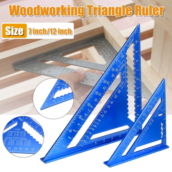 7inch/12inch Aluminum Alloy Speed Quick Roofing Rafter Angle Triangle Ruler Woodwork Tool