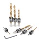 7/8Pcs 3-10mm Round Shank Titanium Coated Countersink Drill Bit Set Replacement Three Point Drill Set Carpentry Boring Tool With Hexagon L-Wrench