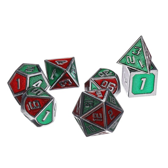 7Pcs Metal Polyhedral Dices Set Role Playing D & D Dungeons and Dragons Dice Party Table Games with Carrying Bag