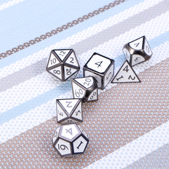 7Pcs kirsite Enamel Dices Set Polyhedral Solid Metal Dice Role Playing Game Dice Gadget RPG