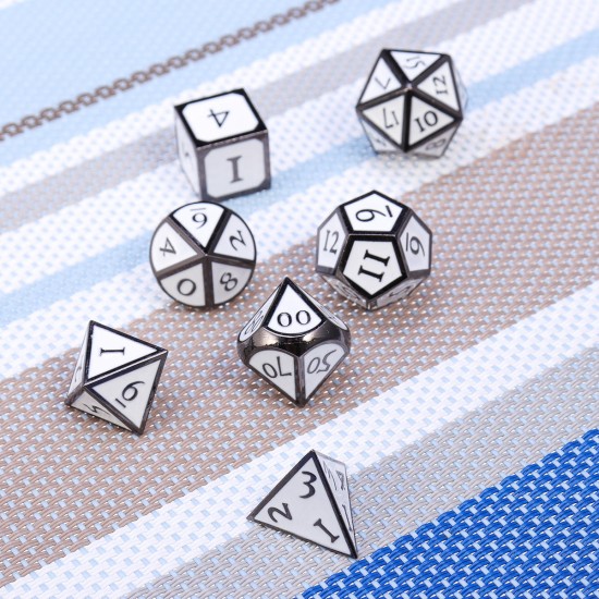 7Pcs kirsite Enamel Dices Set Polyhedral Solid Metal Dice Role Playing Game Dice Gadget RPG