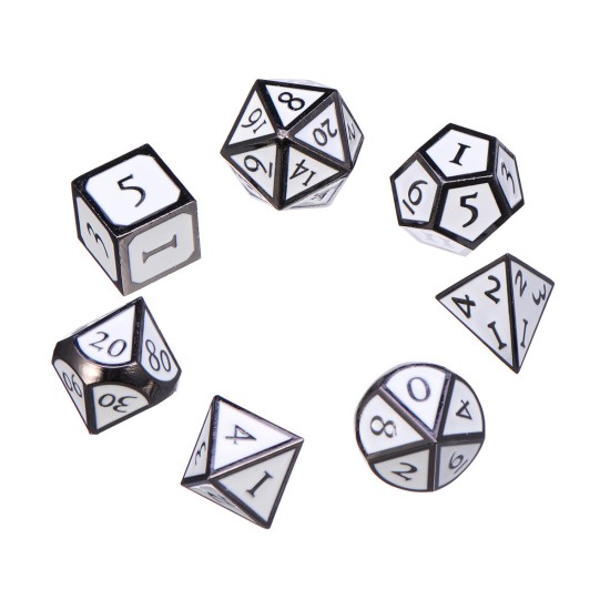 7Pcs kirsite Enamel Dices Set Polyhedral Solid Metal Dice Role Playing Game Dice Gadget RPG