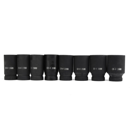 8Pcs 3/4 Inch Drive Deep Impact Socket Set 26-38mm Socket Kit