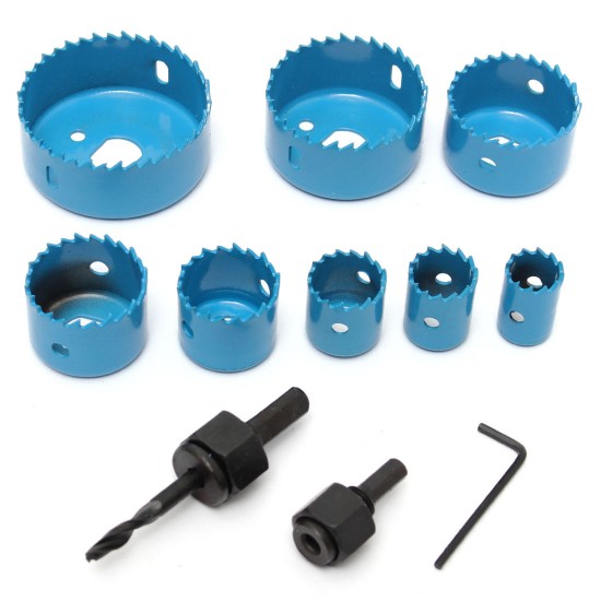8pcs Blue Hole Saw Cutter Set with Hex Wrench Wood Alloy Iron Cutter for Woodworking