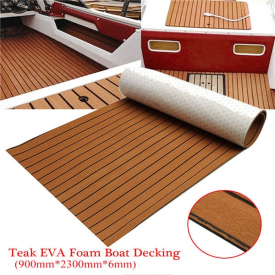 900x2300x6mm EVA Foam Teak Brown With Black Line Faux Teak Boat Decking Sheet