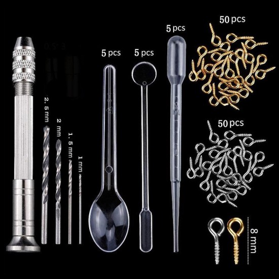 94 DIY Crystal Gutta Percha Tool Set Bracelet Ppendant Jewelry Mold Combination With Drill 12 Color Sequins