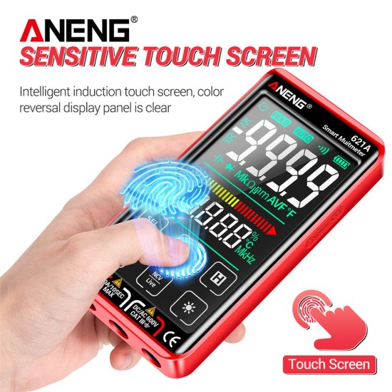 621A 9999 Counts Auto Range Full-screen Touch Smart Digital Multimeter Rechargeable DC/AC Voltage Current Tester Meter