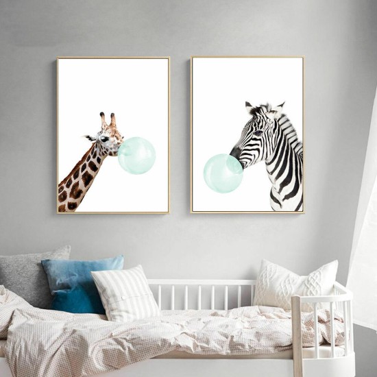 Animal Canvas Funny Poster Deer Koala Elephant Baby Art Print Kid Bedroom Decor