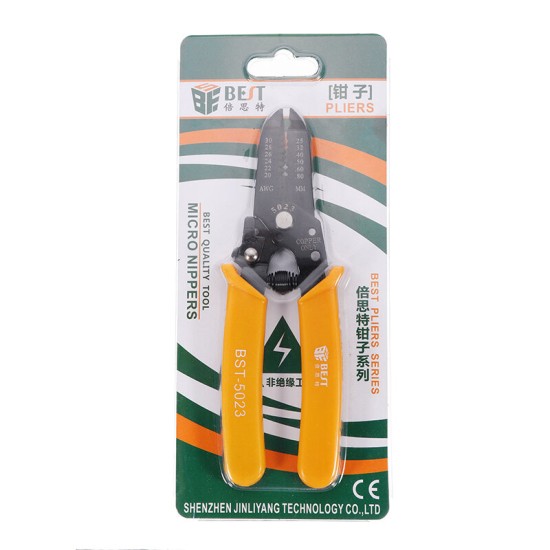 5023 20-30AWG 0.25-0.8mm Wire Stripper Plier Copper Cable Hardened Steel Plier