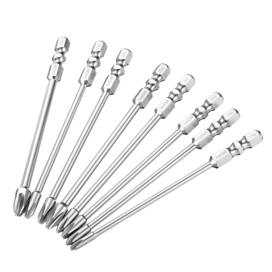 10Pcs 100mm Length Impact Phillips Screwdriver Bit High Torque Cross Screwdriver Bit S2 Strong Magnetic Screwdriver Bit