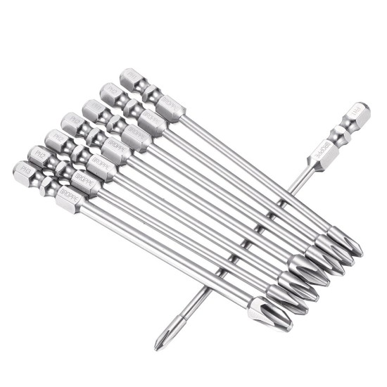 10Pcs 100mm Length Impact Phillips Screwdriver Bit High Torque Cross Screwdriver Bit S2 Strong Magnetic Screwdriver Bit