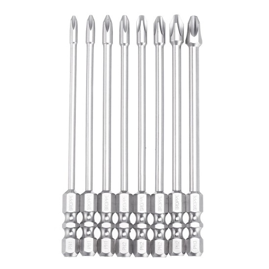 10Pcs 100mm Length Impact Phillips Screwdriver Bit High Torque Cross Screwdriver Bit S2 Strong Magnetic Screwdriver Bit