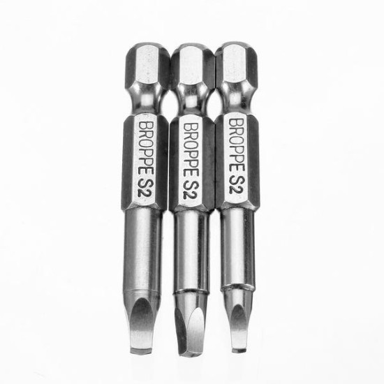 3Pcs 50mm S1-S3 Magnetic Square Head Screwdriver Bits 1/4 Inch Hex Shank