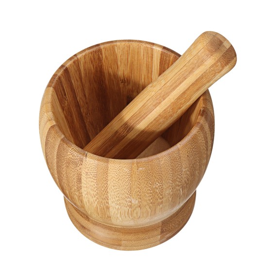 Bamboo Mortar and Pestle Garlic Presser Masher Hand Grinder Crusher for Home Spice Pepper Grinder Masher Mortar Kitchen Supplies