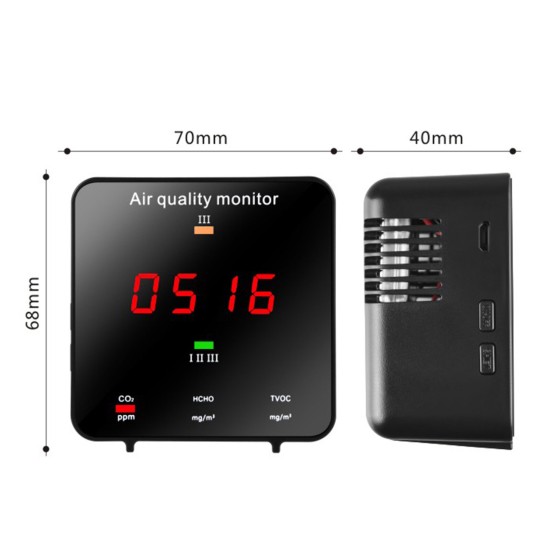 CO2 Meter Digital Temperature Humidity Sensor Tester Air Quality Monitor Carbon Dioxide TVOC Formaldehyde HCHO Detector