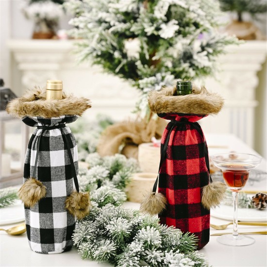 Christmas Sweater Wine Bottle Clothes Collar & Button Coat Design Decorative Bottle Sleeve Sweater For Christmas Gifts Xmas Party Decorations