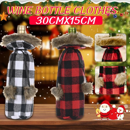 Christmas Sweater Wine Bottle Clothes Collar & Button Coat Design Decorative Bottle Sleeve Sweater For Christmas Gifts Xmas Party Decorations