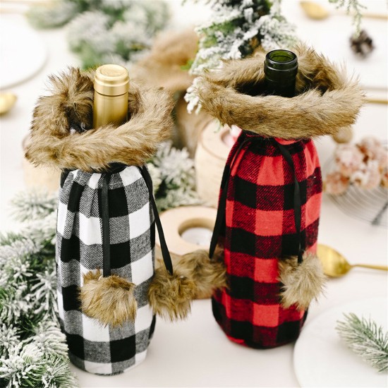 Christmas Sweater Wine Bottle Clothes Collar & Button Coat Design Decorative Bottle Sleeve Sweater For Christmas Gifts Xmas Party Decorations