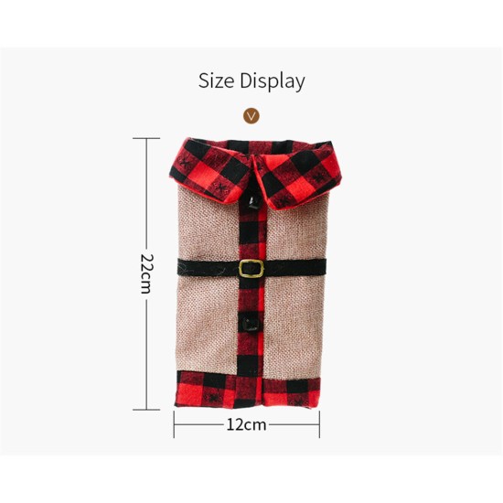 Christmas Sweater Wine Bottle Clothes Collar & Button Coat Design Decorative Bottle Sleeve Sweater For Christmas Gifts Xmas Party Decorations