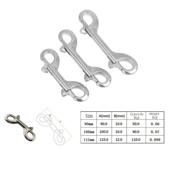 Double End Bolt Snap 316 Stainless Steel Hook Marine Grade Diving Clips Snap Key