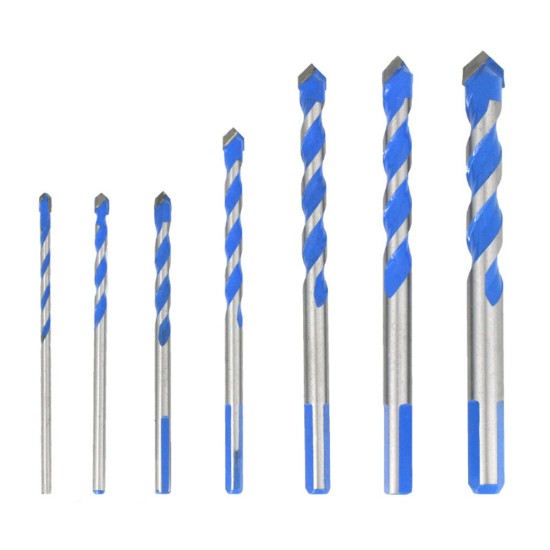 10Pcs 3/4/5/6/8/10/12mm Multi-functional Glass Drill Bit Tungsten Carbide Tip Triangle Drill Bits for Ceramic Tile Concrete Brick Metal Steel Wood