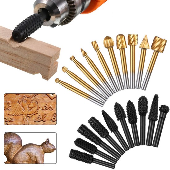 20Pcs Woodworking Polishing Head Set 1/8 Inch Shank Router Bit and 1/4 Inch Router Burrs