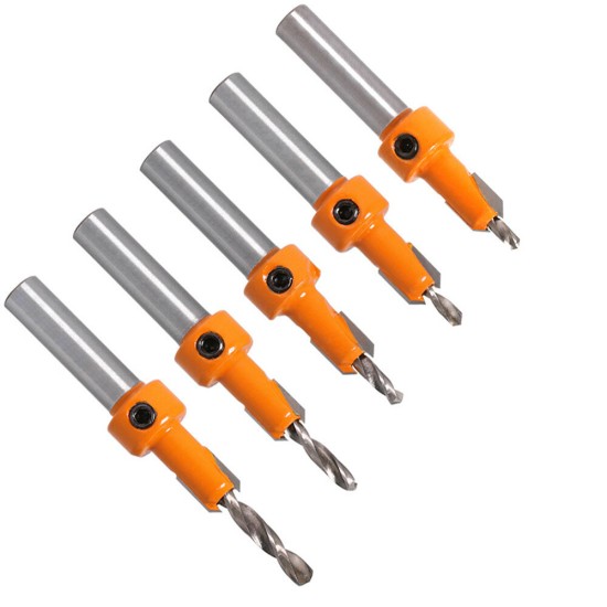 5Pcs Carbide Tip 8mm Shank HSS Woodworking Countersink Router Bit Set Screw Extractor Remon Demolition for Wood Milling Cutter