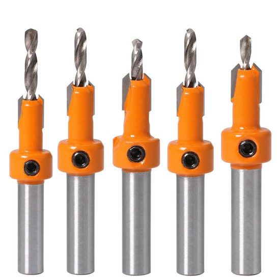 5Pcs Carbide Tip 8mm Shank HSS Woodworking Countersink Router Bit Set Screw Extractor Remon Demolition for Wood Milling Cutter