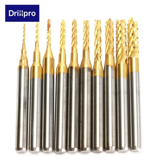 DB-M13 10pcs 0.8mm-3mm Carbide End Mill Engraving Bits For CNC Rotary Burrs