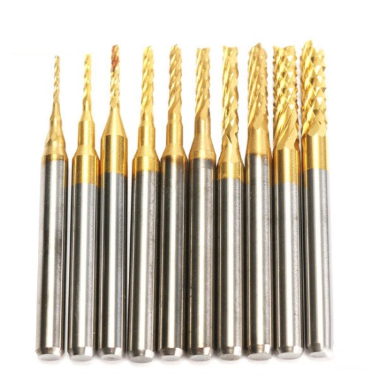 DB-M13 10pcs 0.8mm-3mm Carbide End Mill Engraving Bits For CNC Rotary Burrs