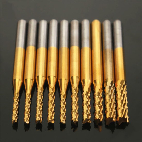 DB-M13 10pcs 0.8mm-3mm Carbide End Mill Engraving Bits For CNC Rotary Burrs