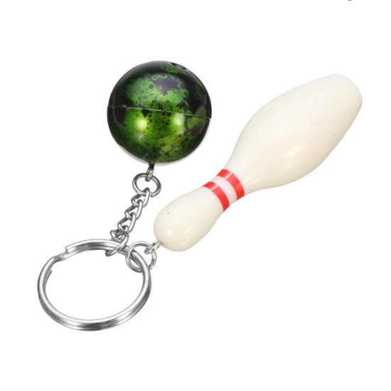 EDC Gadgets Keychain Mini Bowling Pin and Ball Keychain Key Ring Keyfob