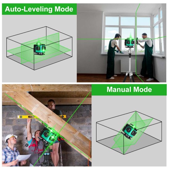 Laser Level 16 Lines 4D Self-Leveling 360 Horizontal And Vertical Cross Super Powerful Green Laser Beam Line Laser Level