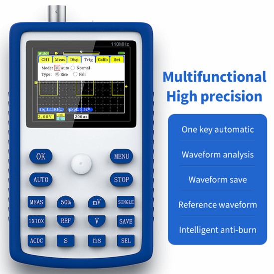 Professional Digital Oscilloscope 500MS/s Sampling Rate 110MHz Analog Bandwidth Support Waveform Storage