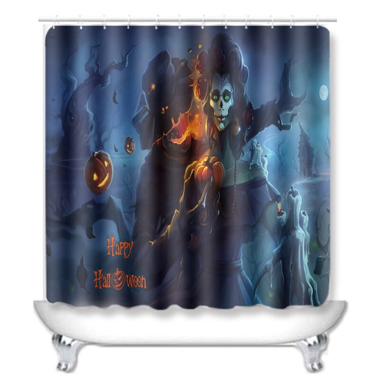 Halloween Shower Curtain Toilet Soft Velvet Kitchen Mat