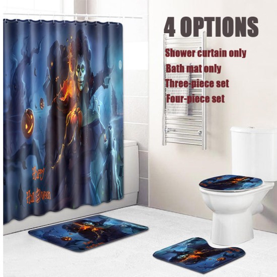 Halloween Shower Curtain Toilet Soft Velvet Kitchen Mat