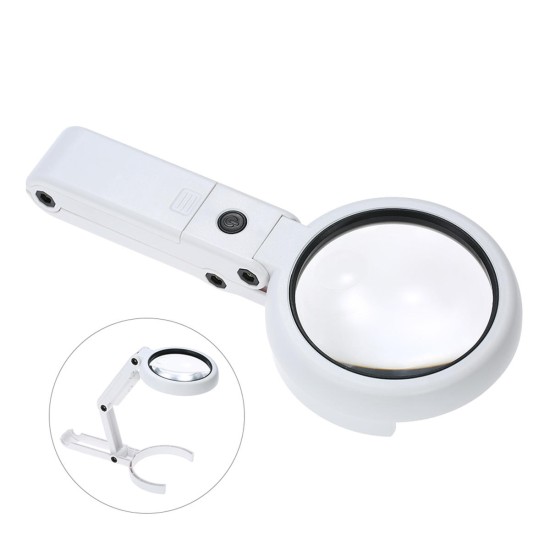 Handheld Portable Foldable Lamp Illuminated Magnifier 5X 11X Magnifying Table 8 LED Lights Loupe Magnifier Screen for Newspaper