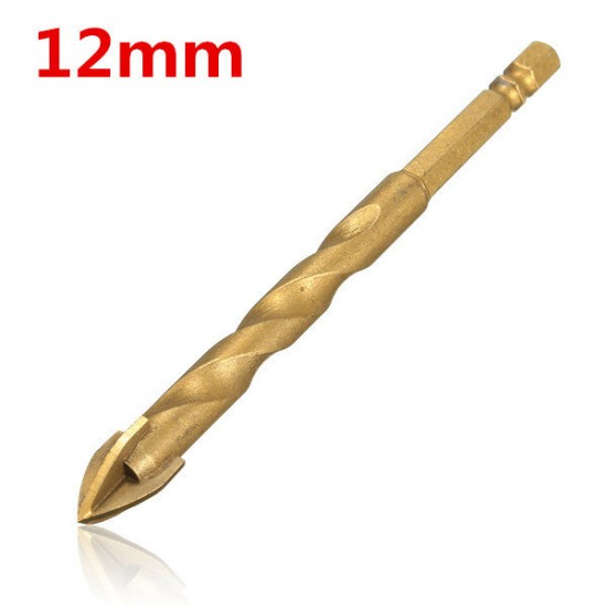 Hex Shank Tile Glass Cross Spear Head Long Drill Bit 6/8/10/12mm With Tungsten Carbide Tip