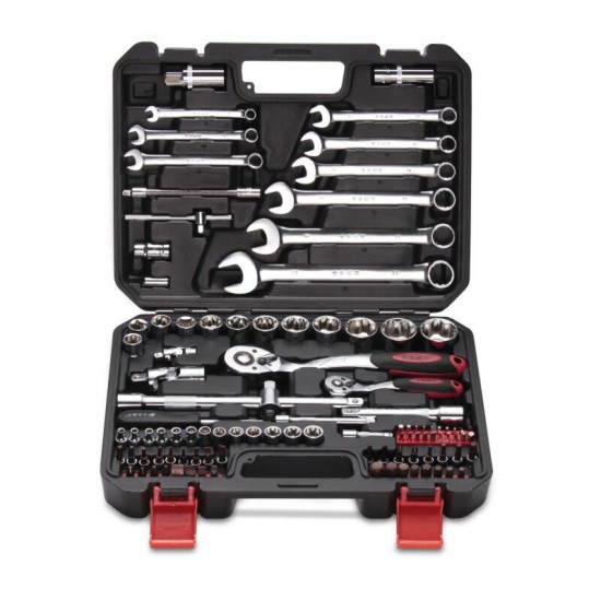 103PCS 6.3MM 12.5MM Chrome Vanadium Steel Manual Dual-use Wrench Socket Bit Ratchet Wrench Combination Auto Repair Hardware Toolbox Sets Tools Kit