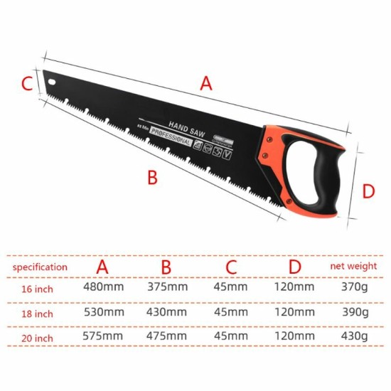 16inch/18inch/20inch Hand Saw Quick Cut Plastic Tube Trim Wood Gardening Woodworking Carpentry Tools