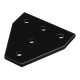 Black 5 Holes Aluminum Profile Corner Bracket 90 Degree L Type Outside Tee Joint Plate for 20mm 2020 Aluminum Profile