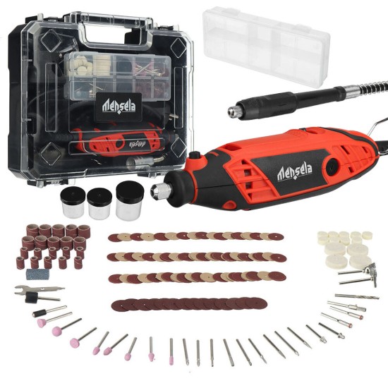 RT-W1 130W Rotary Tool Kit Electric Drill Mini Grinder Variable Speed with 200pcs Accessories Flex Shaft Carrying Case for Grinding Cutting Wood