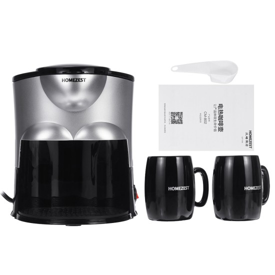 Mini Coffee Maker Ceramic Double Cup Automatic Home Small American Coffee Machine