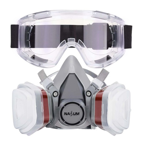 NASUM Respirator Mask with Protective Goggles for Paint Spray Dust Chemicals Protection Odour Control for Spray Restoration Paint and Grinding Work