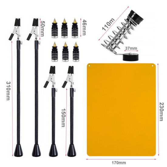 Magnetic Base Soldering Welding Third Hand PCB Holder with 3X LED Illuminated Magnifier Lamp Welding Tool Kit