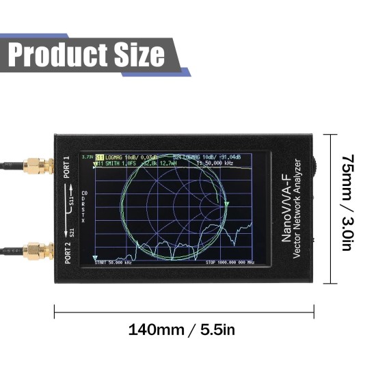 Portable Handheld Vector Network Analyzer SWR Meter 50KHz-1000MHz 4.3inch IPS TFT Digital Display Touching Screen Shortwave MF HF VHF Antenna Analyzer