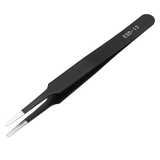 Stainless Steel Anti-static Curved Straight Tip Forceps Precision Soldering Tweezer Electronic ESD Tweezers Tool ESD-10/11/12/13/14/15