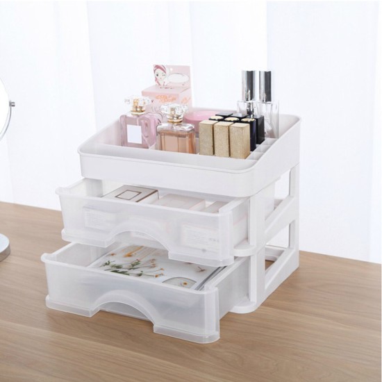 Plastic Cosmetic Drawer Makeup Organizer Storage Box Container Holder Desktop with Drawer