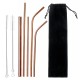 Portable Metal Straw Set 304 Stainless Steel Straws Reusable Metal Drinking Straws With Cleaning Brushes Pounch